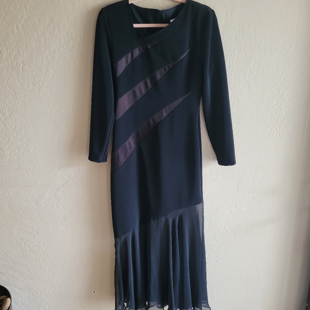 Joseph Ribkoff Vintage Asymmetrical Cut Out Black Dress size 6